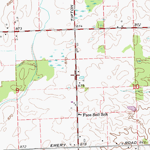 Topographic Map of Baur Cemetery (historical), MI