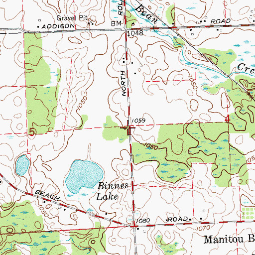 Topographic Map of Brownell-Binns Cemetery, MI
