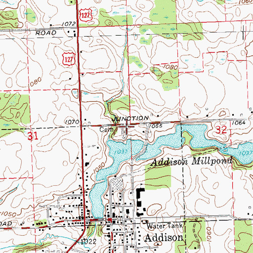 Topographic Map of Hillside Cemetery, MI