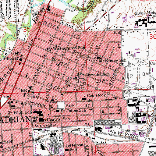 Topographic Map of Saint Joseph School Historical Marker, MI