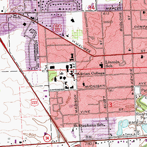 Topographic Map of Camp Williams Historical Marker, MI