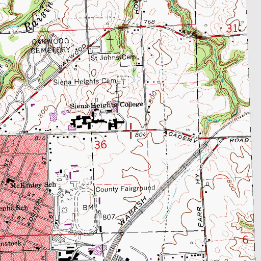 Topographic Map of Sacred Heart Hall Historical Marker, MI