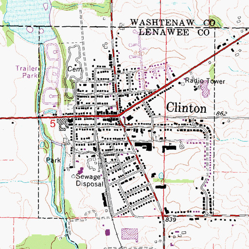 Topographic Map of Clinton United Methodist Church Historical Marker, MI