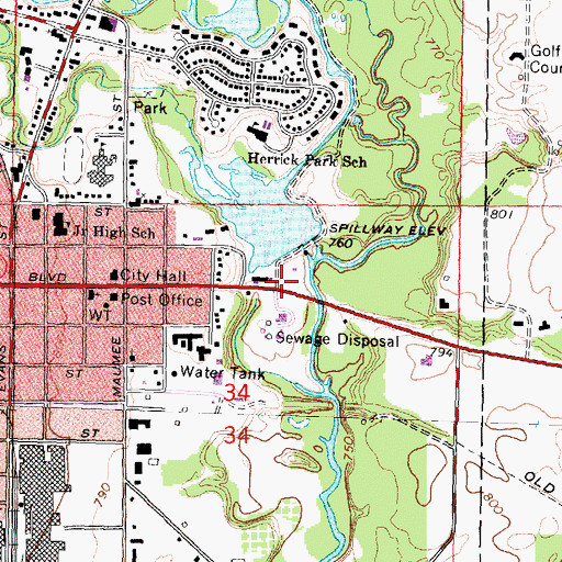 Topographic Map of La Plaisance Bay Pike Historical Marker, MI