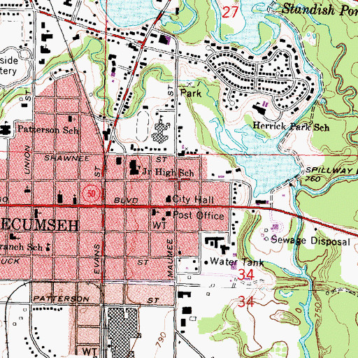 Topographic Map of Evans House Historical Marker, MI