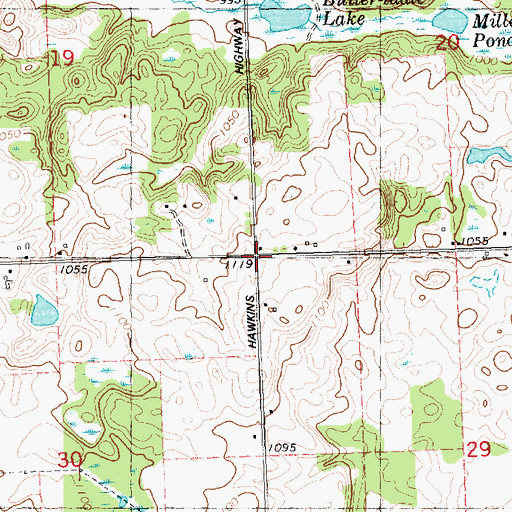 Topographic Map of Wooden Stone School Historical Marker, MI