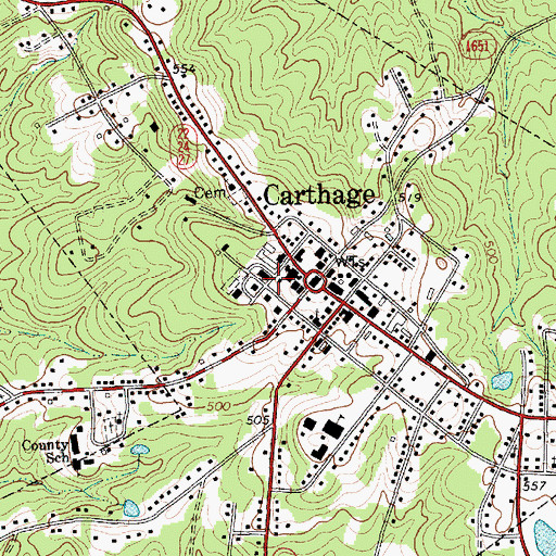 Topographic Map of First Presbyterian Church, NC