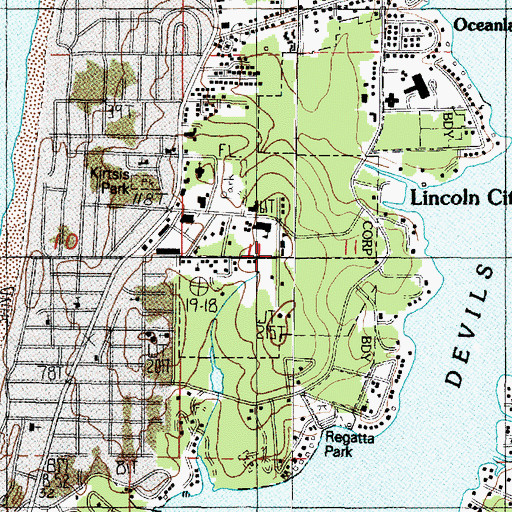 Topographic Map of Lincoln City Seventh - Day Adventist School, OR