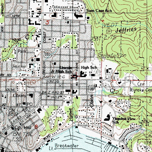 Topographic Map of Newport High School, OR
