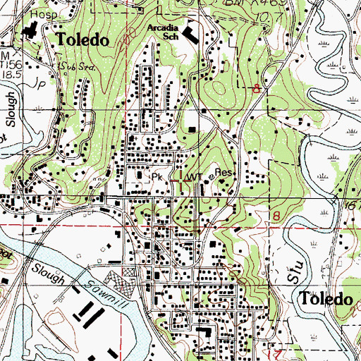Topographic Map of Olalla Center for Children and Families, OR