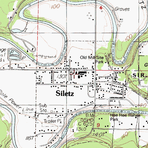 Topographic Map of Siletz Valley School, OR