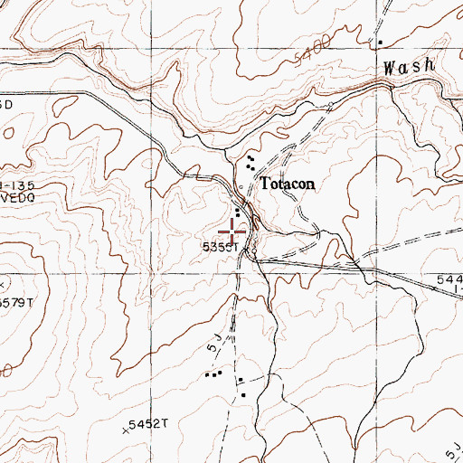 Topographic Map of Totacon, AZ