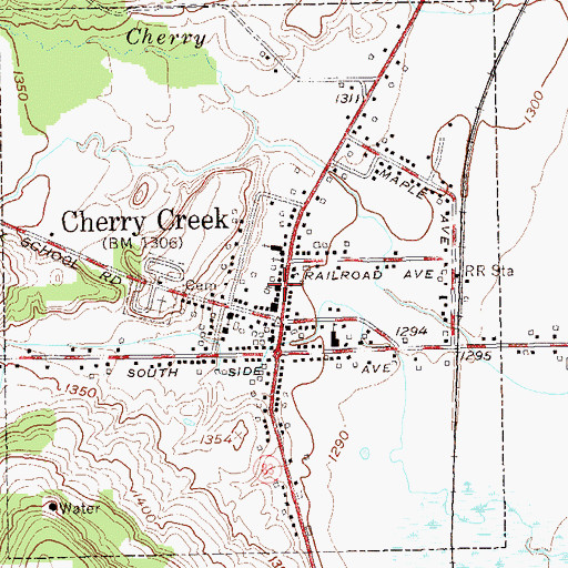 Topographic Map of Cherry Creek Leon United Methodist Church, NY