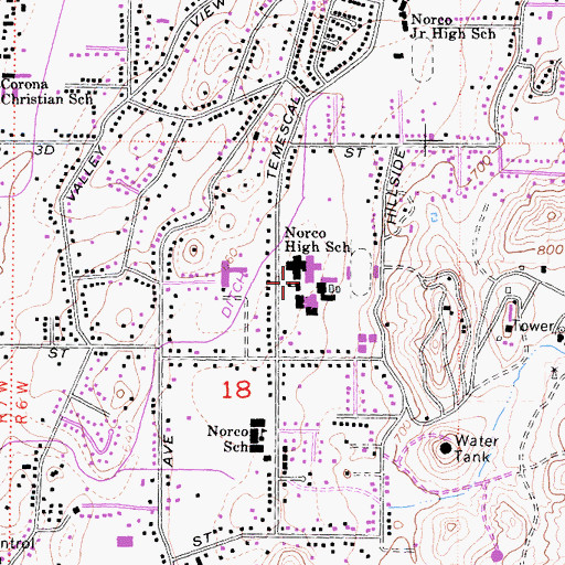 Topographic Map of Norco Senior High School, CA