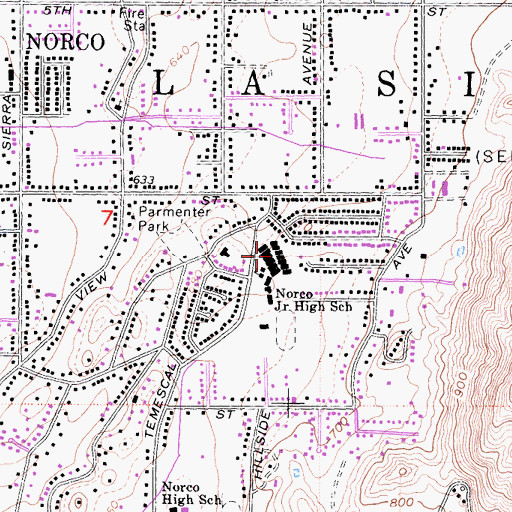 Topographic Map of Norco Intermediate School, CA