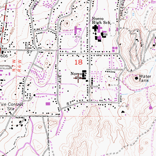Topographic Map of Norco Elementary School, CA