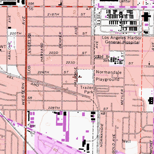 Topographic Map of Normandale Playground, CA