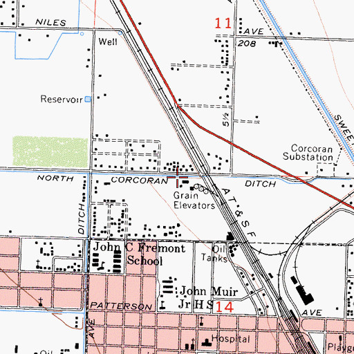 Topographic Map of North Corcoran Ditch, CA