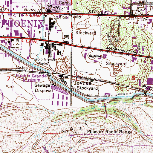 Topographic Map of Tovrea, AZ