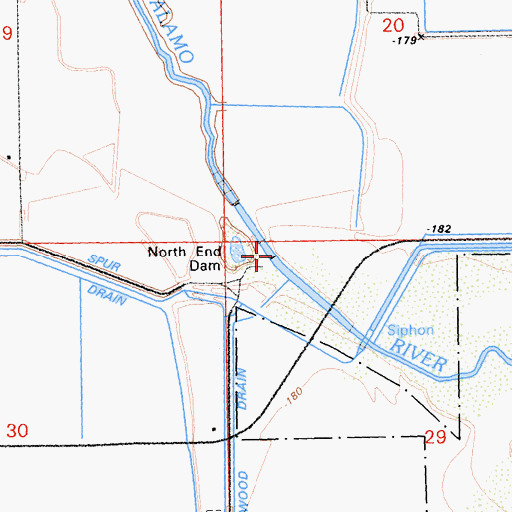 Topographic Map of North End Dam, CA