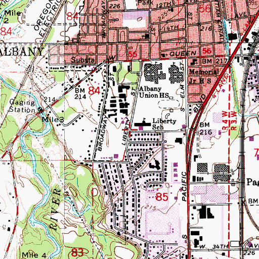 Topographic Map of Liberty Elementary School, OR