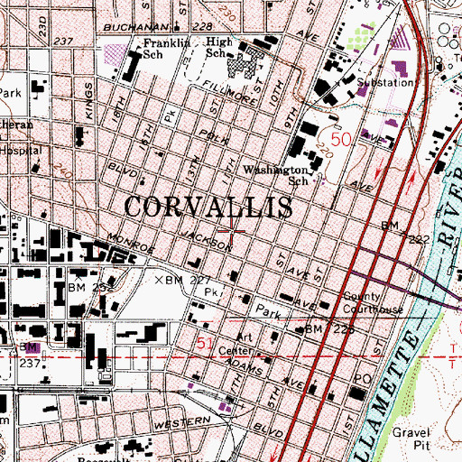 Topographic Map of Riverside High School, OR