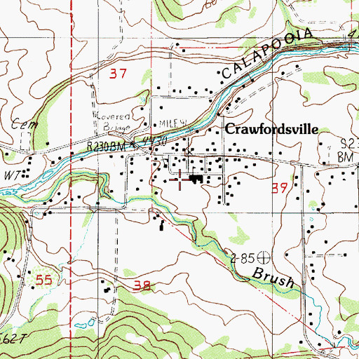 Topographic Map of Crawfordsville Elementary School, OR