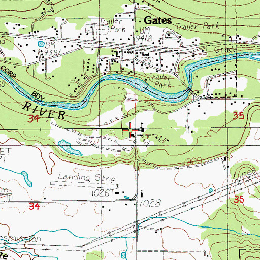 Topographic Map of Gates Elementary School, OR