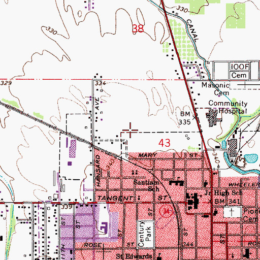 Topographic Map of Pioneer School, OR
