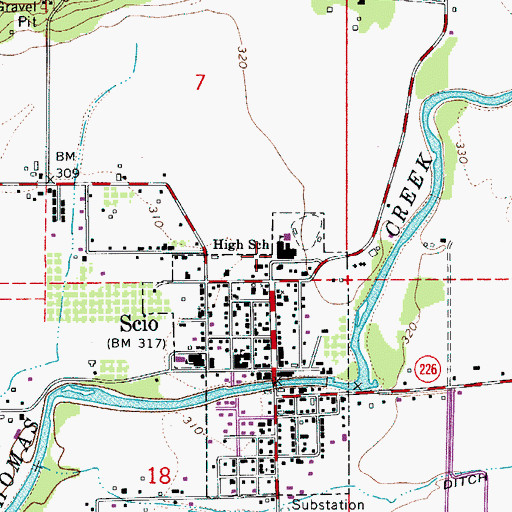 Topographic Map of Scio High School, OR