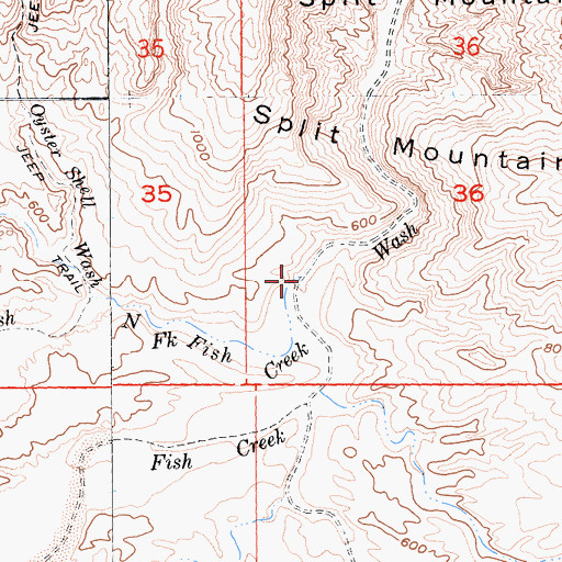Topographic Map of North Fork Fish Creek Wash, CA