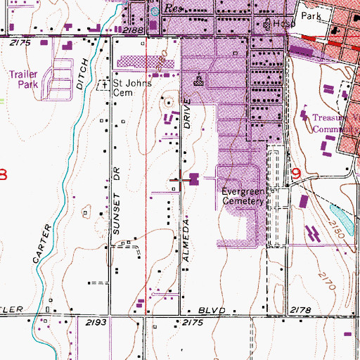 Topographic Map of Alameda Elementary School, OR