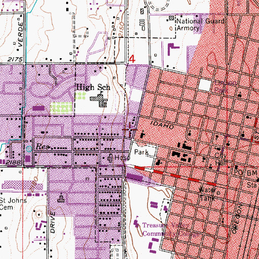 Topographic Map of Saint Peter Catholic School, OR