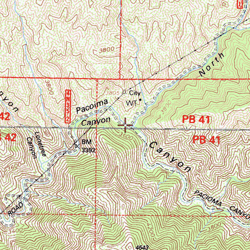 Topographic Map of North Fork Pacoima Canyon, CA