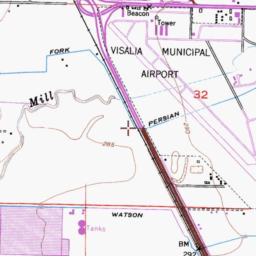Topographic Map of North Fork Persian Ditch, CA