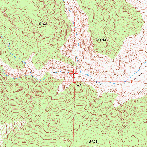 Topographic Map of North Fork Pine Tree Canyon, CA