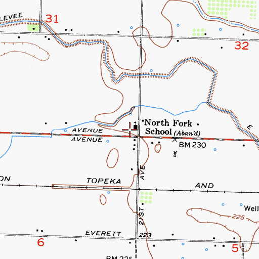 Topographic Map of North Fork School, CA