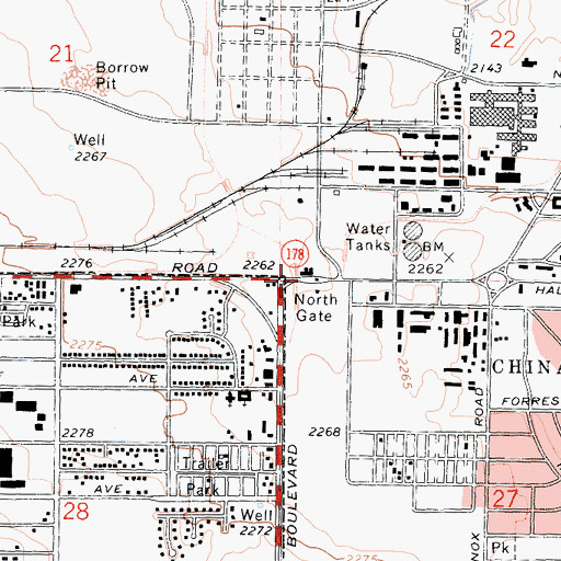 Topographic Map of North Gate, CA