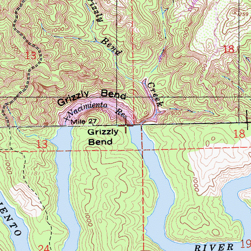 Topographic Map of North Grizzly Bend Creek, CA