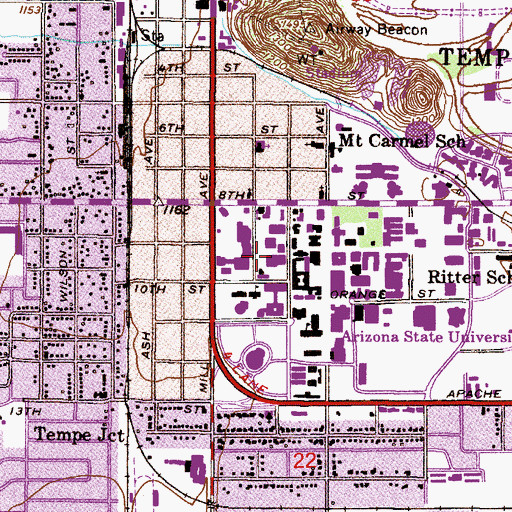 Topographic Map of Staffer Communiction Arts Building, AZ