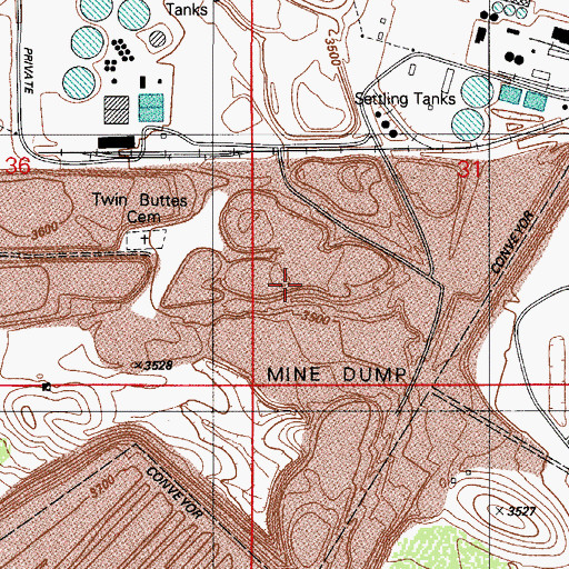 Topographic Map of Twin Buttes, AZ