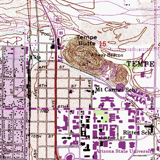 Topographic Map of University Towers, AZ