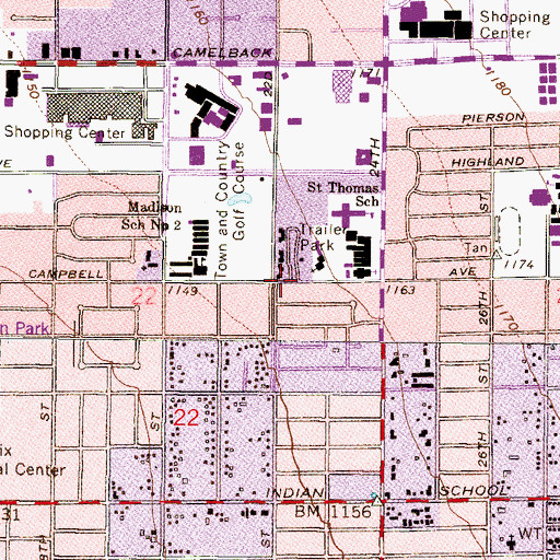 Topographic Map of Albright United Methodist Church, AZ
