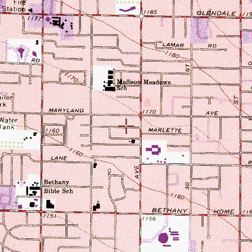Topographic Map of All Saints Episcopal Church, AZ