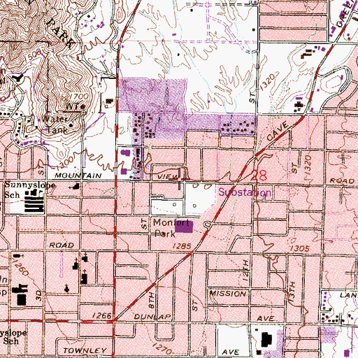 Topographic Map of Bahai Faith, AZ