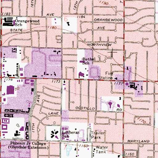 Topographic Map of Beth El Congregation, AZ