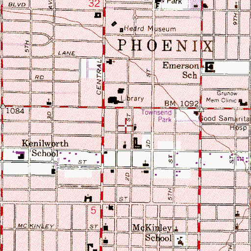 Topographic Map of First Congregational United Church of Christ, AZ