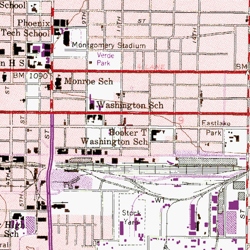 Topographic Map of First Institutional Baptist Church, AZ