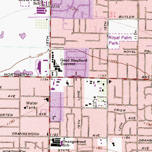 Topographic Map of First Mennonite Church, AZ