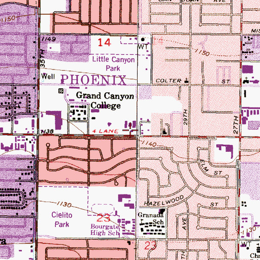 Topographic Map of First Southern Baptist Church of Phoenix, AZ